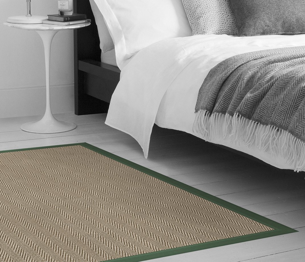 Sisal Herringbone Hambledon (4416) with Cotton Borders Moss (1003) 