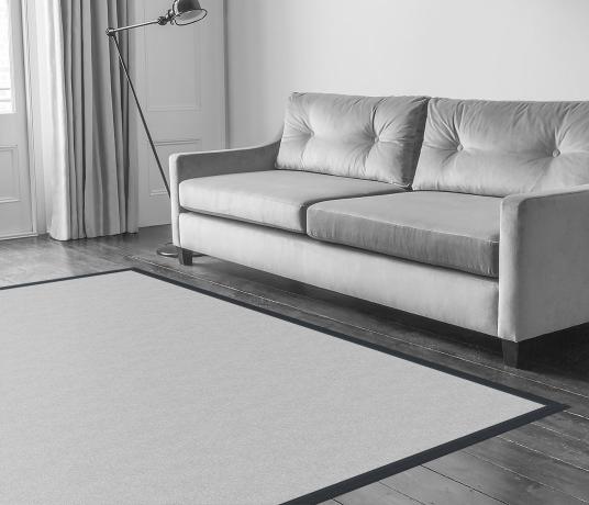 Cotton Herringbone Basalt Border  in Living Room