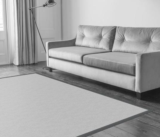 Herringbone Blue Border  in Living Room