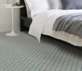 Quirky Geo Duck Egg Carpet 7130 in Bedroom thumb