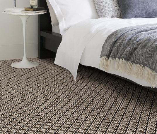 Quirky Geo Black Carpet 7131 in Bedroom