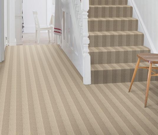 Wool Iconic Herringstripe Devi Carpet 1563 on Stairs