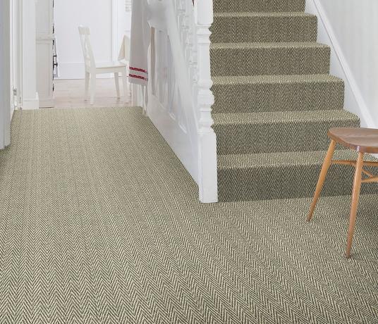 Sisal Herringbone Hazeley Carpet 4428 on Stairs