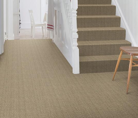 Sisal Herringbone Hartley Carpet 4424 on Stairs