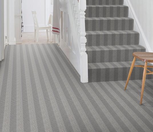 Wool Iconic Herringstripe Arova Carpet 1565 on Stairs