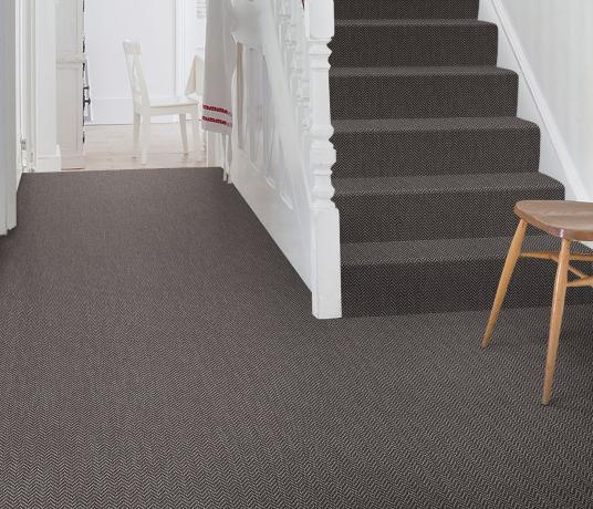 Anywhere Herringbone Slate Carpet 8048 on Stairs