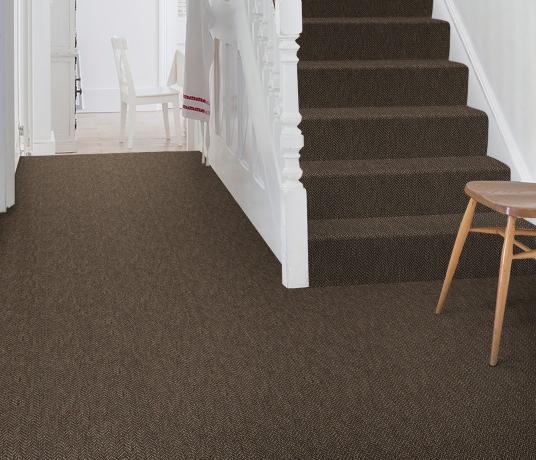 Anywhere Herringbone Cocoa Carpet 8042 on Stairs